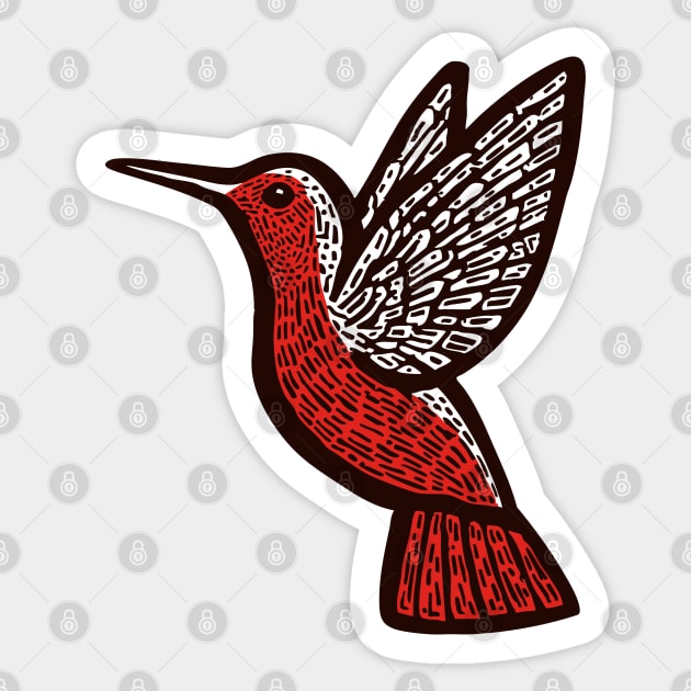 Hummingbird Linocut Art - Nature Lover Gift Sticker by TuncGK